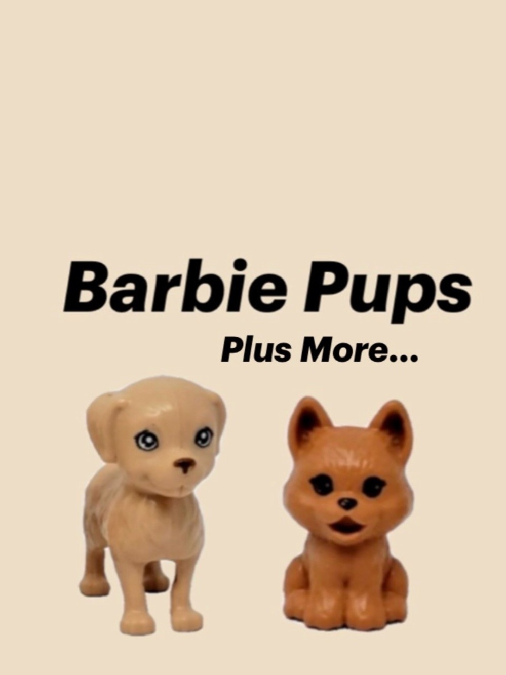Barbie Puppy Figures Beige and Brown Mini Dog Toys